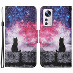 Pattern Printing PU Leather Phone Cover for Xiaomi 12 Lite 5G, Wallet Stand Cross Texture Case with Strap