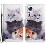 Pattern Printing PU Leather Phone Cover for Xiaomi 12 Lite 5G, Wallet Stand Cross Texture Case with Strap