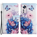 Pattern Printing PU Leather Phone Cover for Xiaomi 12 Lite 5G, Wallet Stand Cross Texture Case with Strap