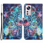 Pattern Printing PU Leather Phone Cover for Xiaomi 12 Lite 5G, Wallet Stand Cross Texture Case with Strap