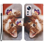 Pattern Printing PU Leather Phone Cover for Xiaomi 12 Lite 5G, Wallet Stand Cross Texture Case with Strap