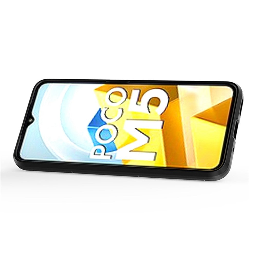 Cellphone Case Bag for Xiaomi Poco M4 5G, Ring Kickstand Sturdy Anti-Shock Flexible TPU + Hard PC Back Cover
