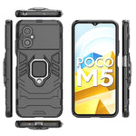 Cellphone Case Bag for Xiaomi Poco M4 5G, Ring Kickstand Sturdy Anti-Shock Flexible TPU + Hard PC Back Cover