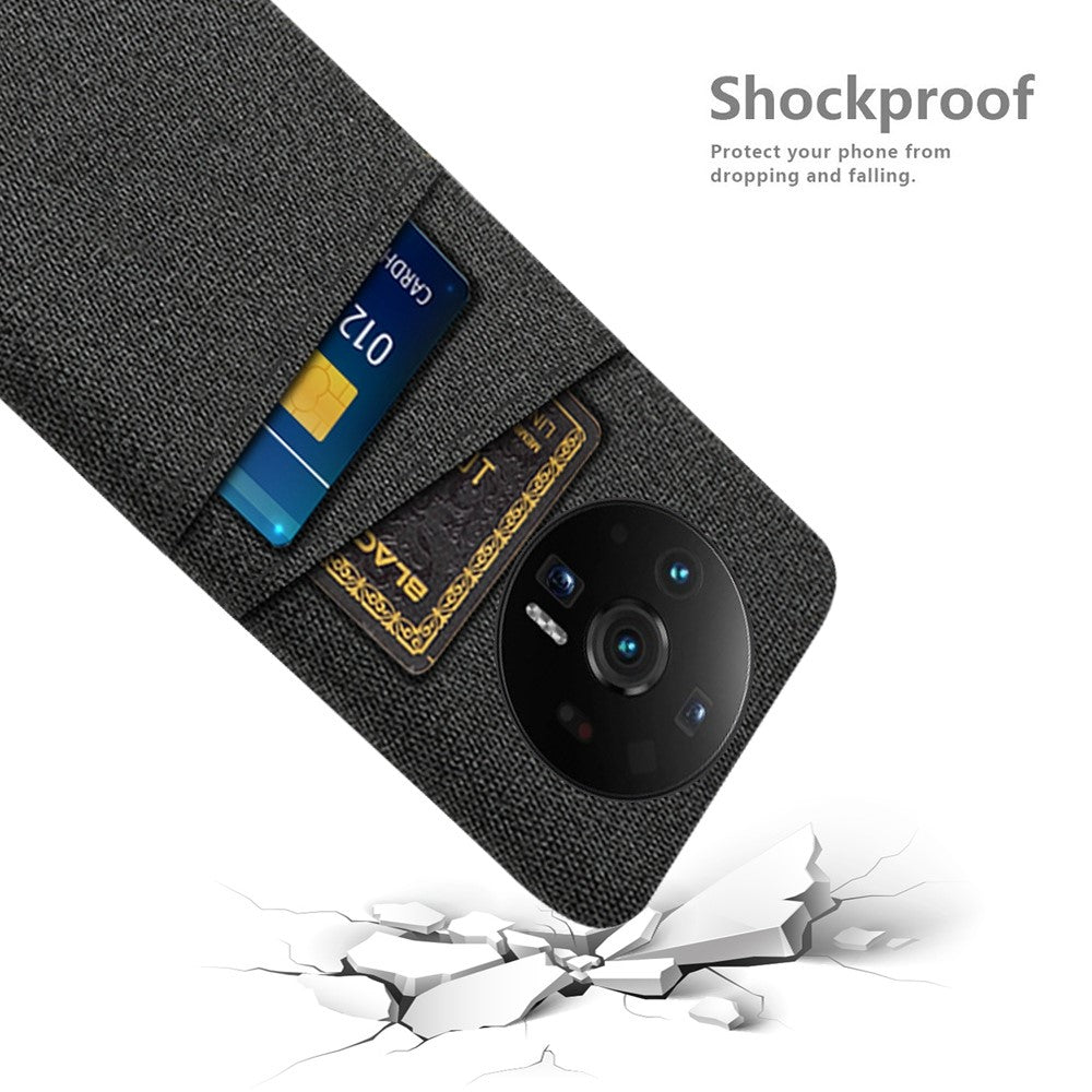 Xiaomi 12S Ultra 5G Tygtextur Stötsäkert mobilskal med Dubbla Kortfatt Fallskyddande Mobilskal