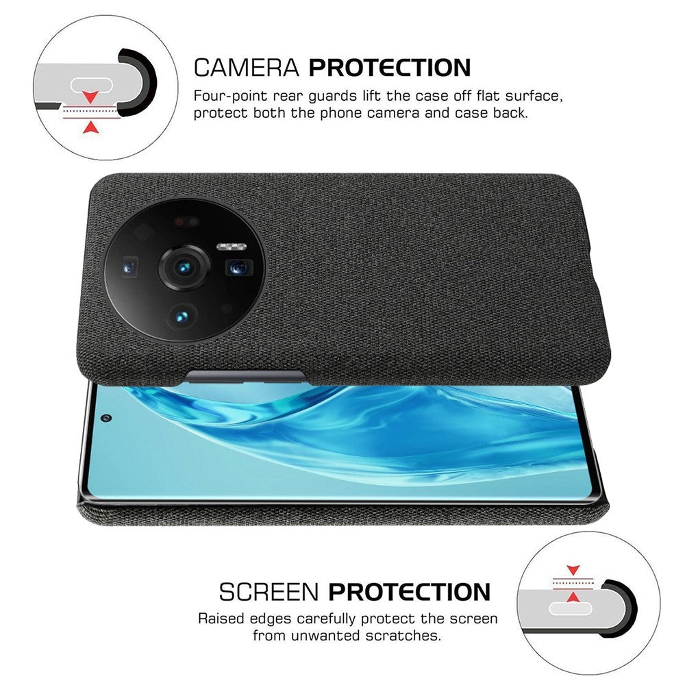 For Xiaomi 12S Ultra 5G Anti-shock Phone Case Solid Color Cloth Fabric Well-protected Mobile Phone Cover