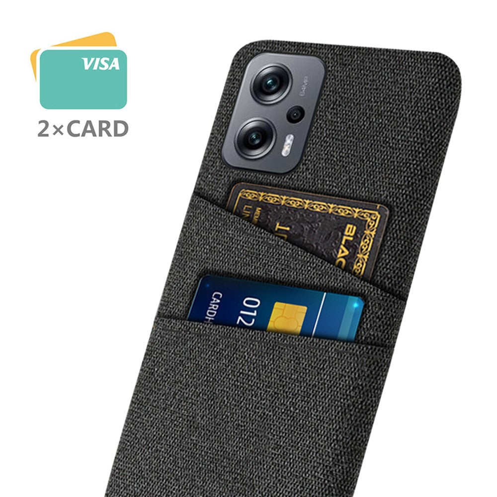 For Xiaomi Redmi Note 11T Pro 5G / Note 11T Pro+ 5G / Note 12T Pro 5G / Poco X4 GT 5G / Redmi K50i 5G Cloth Texture Anti-scratch Phone Case with Dual Card Slots Wear-resistant Phone Shell