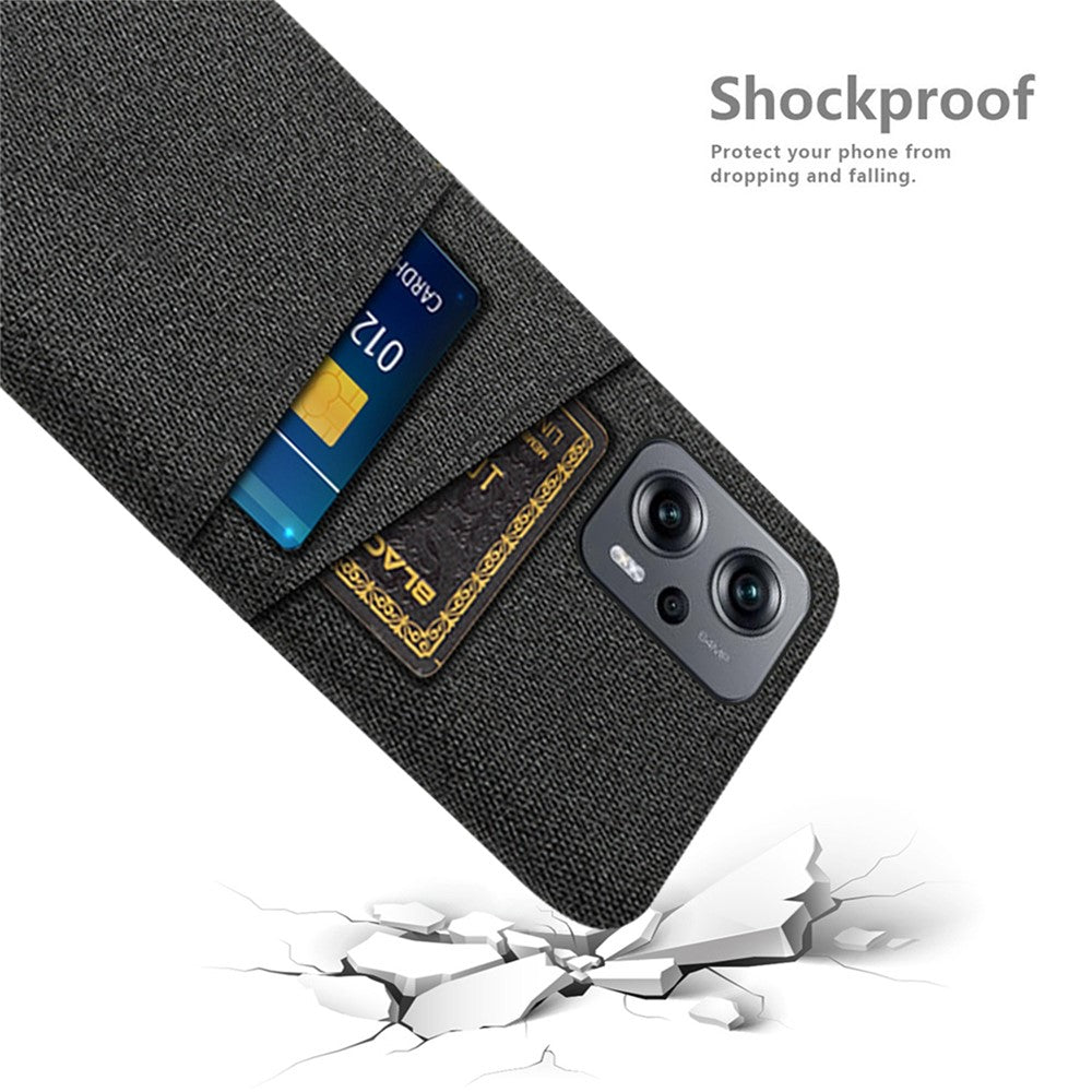 For Xiaomi Redmi Note 11T Pro 5G / Note 11T Pro+ 5G / Note 12T Pro 5G / Poco X4 GT 5G / Redmi K50i 5G Cloth Texture Anti-scratch Phone Case with Dual Card Slots Wear-resistant Phone Shell