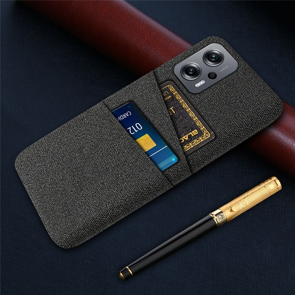 For Xiaomi Redmi Note 11T Pro 5G / Note 11T Pro+ 5G / Note 12T Pro 5G / Poco X4 GT 5G / Redmi K50i 5G Cloth Texture Anti-scratch Phone Case with Dual Card Slots Wear-resistant Phone Shell