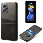 For Xiaomi Redmi Note 11T Pro 5G / Note 11T Pro+ 5G / Note 12T Pro 5G / Poco X4 GT 5G / Redmi K50i 5G Anti-shock Mobile Phone Case with Dual Card Slots PU Leather Coated Hard PC Shell