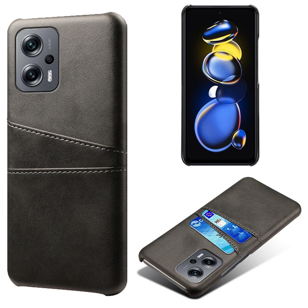 For Xiaomi Redmi Note 11T Pro 5G / Note 11T Pro+ 5G / Note 12T Pro 5G / Poco X4 GT 5G / Redmi K50i 5G Anti-shock Mobile Phone Case with Dual Card Slots PU Leather Coated Hard PC Shell