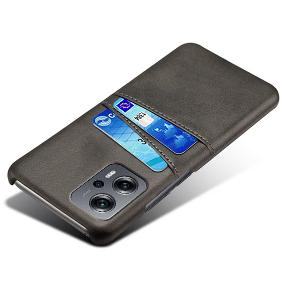 For Xiaomi Redmi Note 11T Pro 5G / Note 11T Pro+ 5G / Note 12T Pro 5G / Poco X4 GT 5G / Redmi K50i 5G Anti-shock Mobile Phone Case with Dual Card Slots PU Leather Coated Hard PC Shell