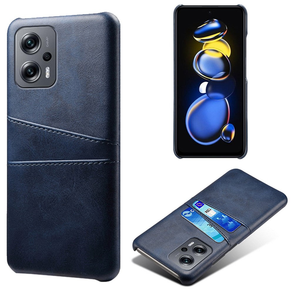 For Xiaomi Redmi Note 11T Pro 5G / Note 11T Pro+ 5G / Note 12T Pro 5G / Poco X4 GT 5G / Redmi K50i 5G Anti-shock Mobile Phone Case with Dual Card Slots PU Leather Coated Hard PC Shell