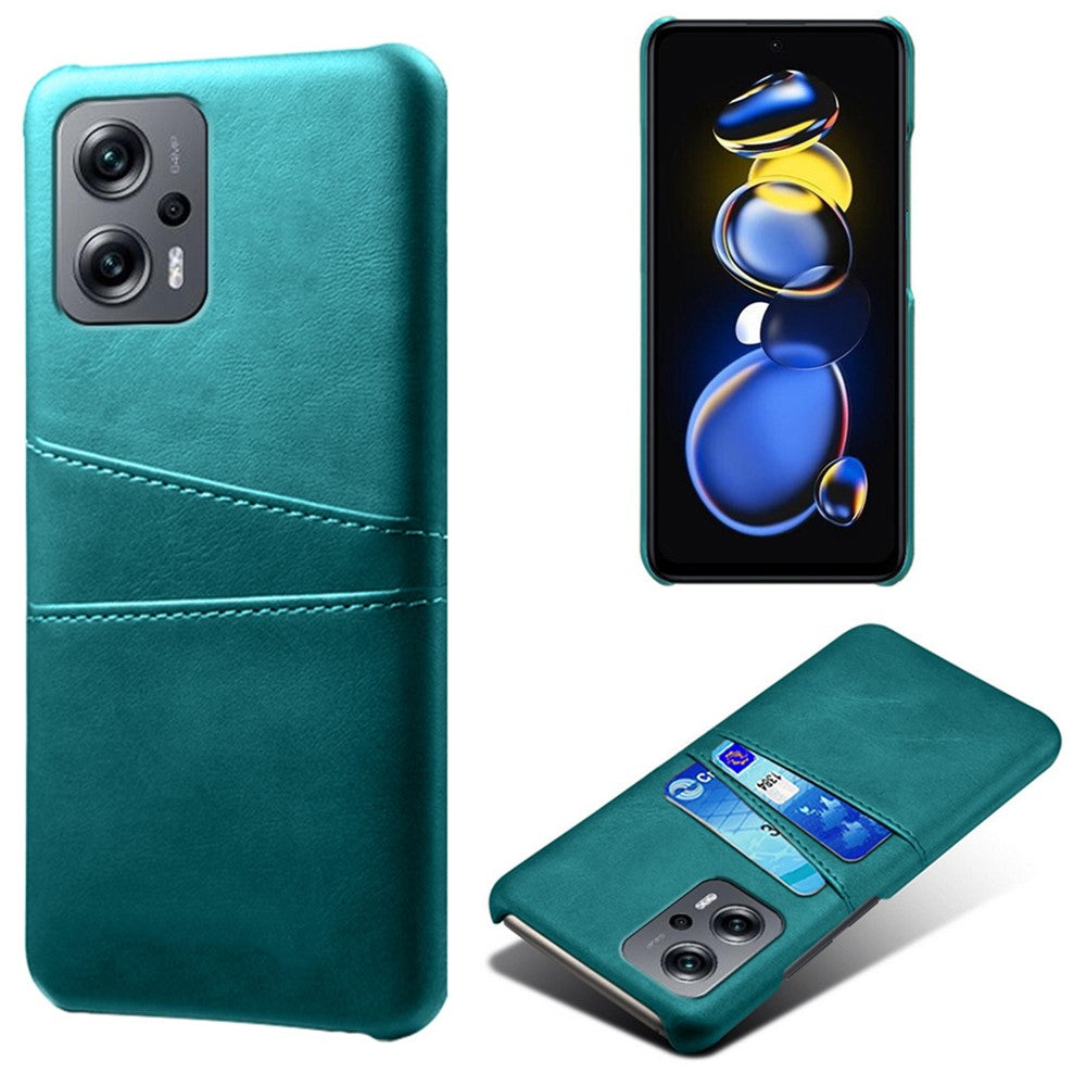 For Xiaomi Redmi Note 11T Pro 5G / Note 11T Pro+ 5G / Note 12T Pro 5G / Poco X4 GT 5G / Redmi K50i 5G Anti-shock Mobile Phone Case with Dual Card Slots PU Leather Coated Hard PC Shell