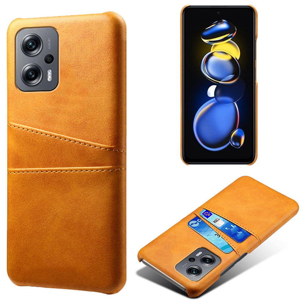 For Xiaomi Redmi Note 11T Pro 5G / Note 11T Pro+ 5G / Note 12T Pro 5G / Poco X4 GT 5G / Redmi K50i 5G Anti-shock Mobile Phone Case with Dual Card Slots PU Leather Coated Hard PC Shell
