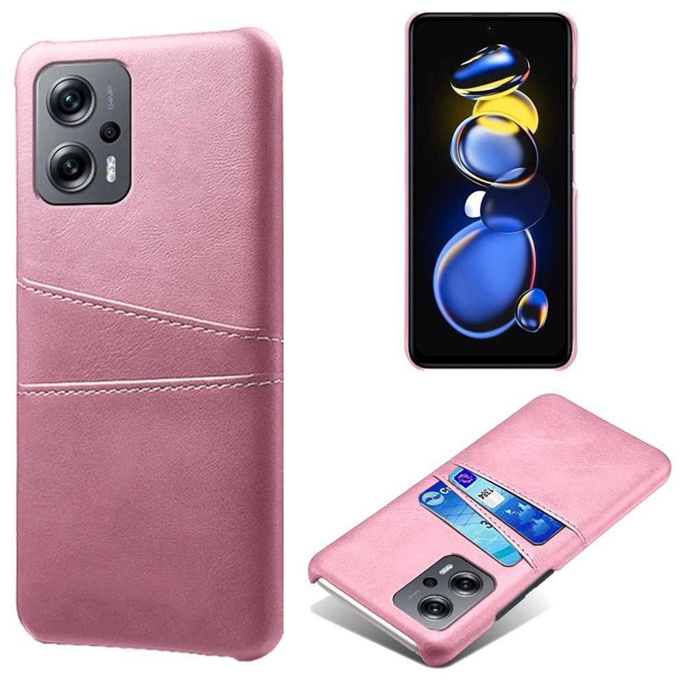 For Xiaomi Redmi Note 11T Pro 5G / Note 11T Pro+ 5G / Note 12T Pro 5G / Poco X4 GT 5G / Redmi K50i 5G Anti-shock Mobile Phone Case with Dual Card Slots PU Leather Coated Hard PC Shell