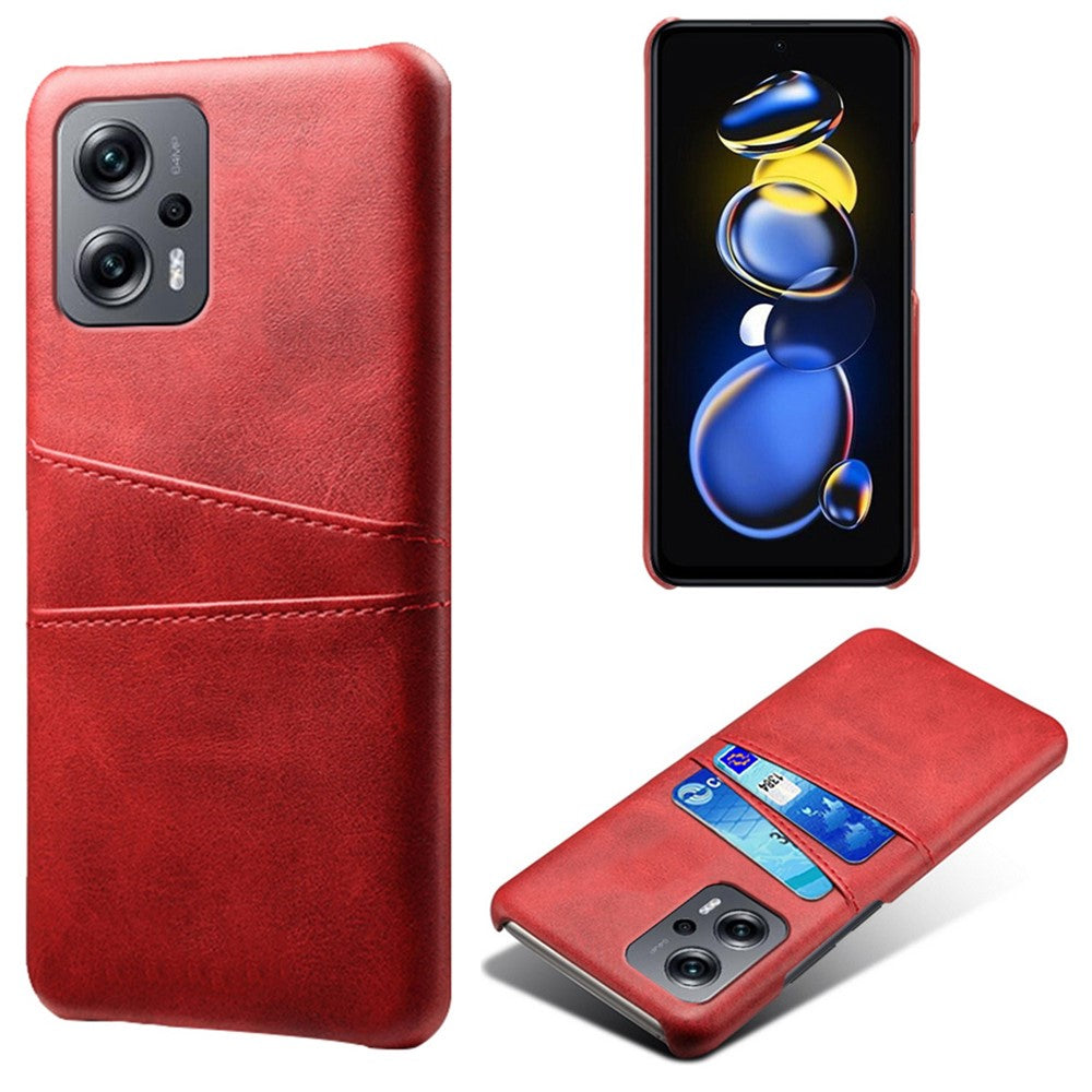 For Xiaomi Redmi Note 11T Pro 5G / Note 11T Pro+ 5G / Note 12T Pro 5G / Poco X4 GT 5G / Redmi K50i 5G Anti-shock Mobile Phone Case with Dual Card Slots PU Leather Coated Hard PC Shell