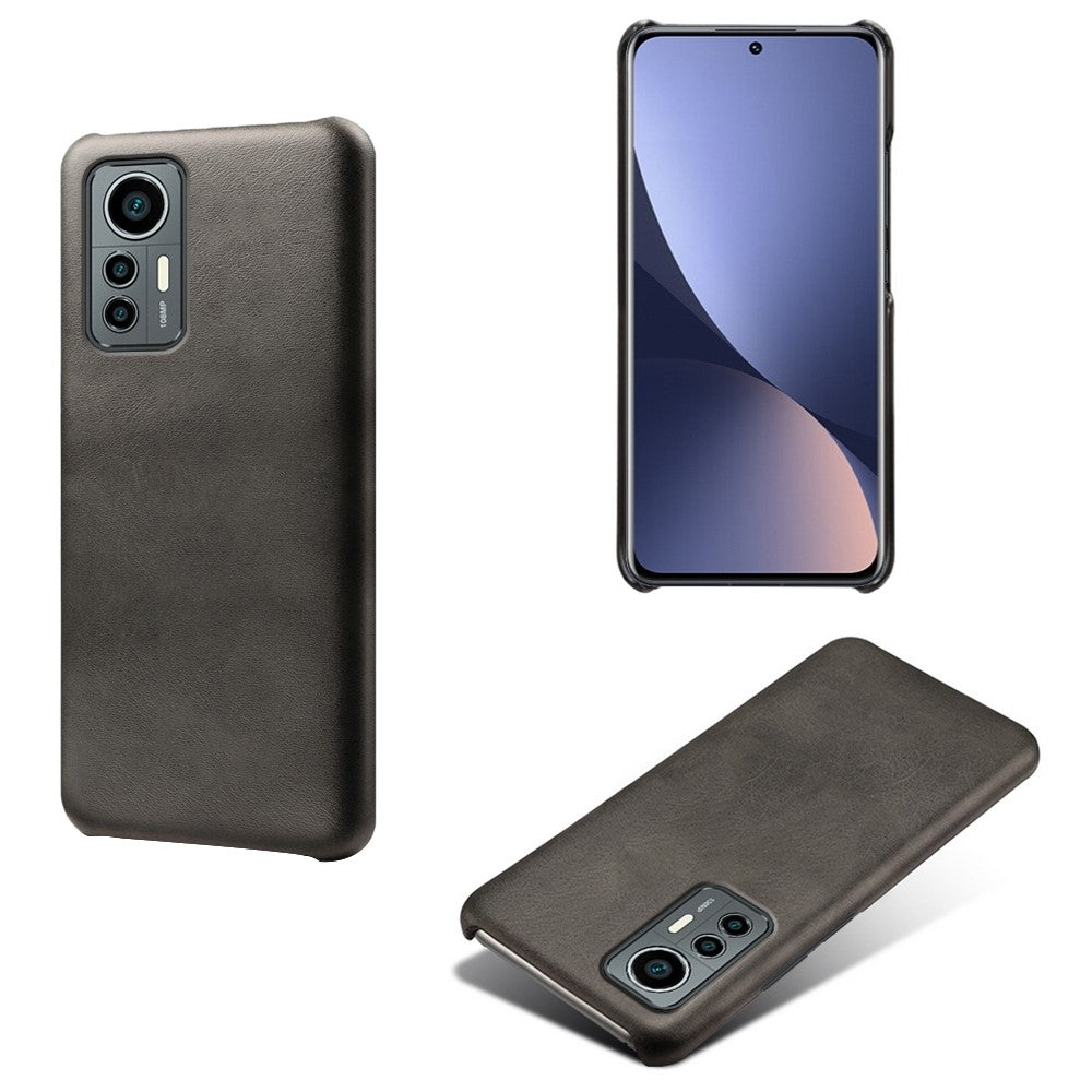 For Xiaomi 12 Lite 5G Wear-resistant Calf Textured PU Leather Coating Hard PC Anti-drop Mobile Phone Case Cover