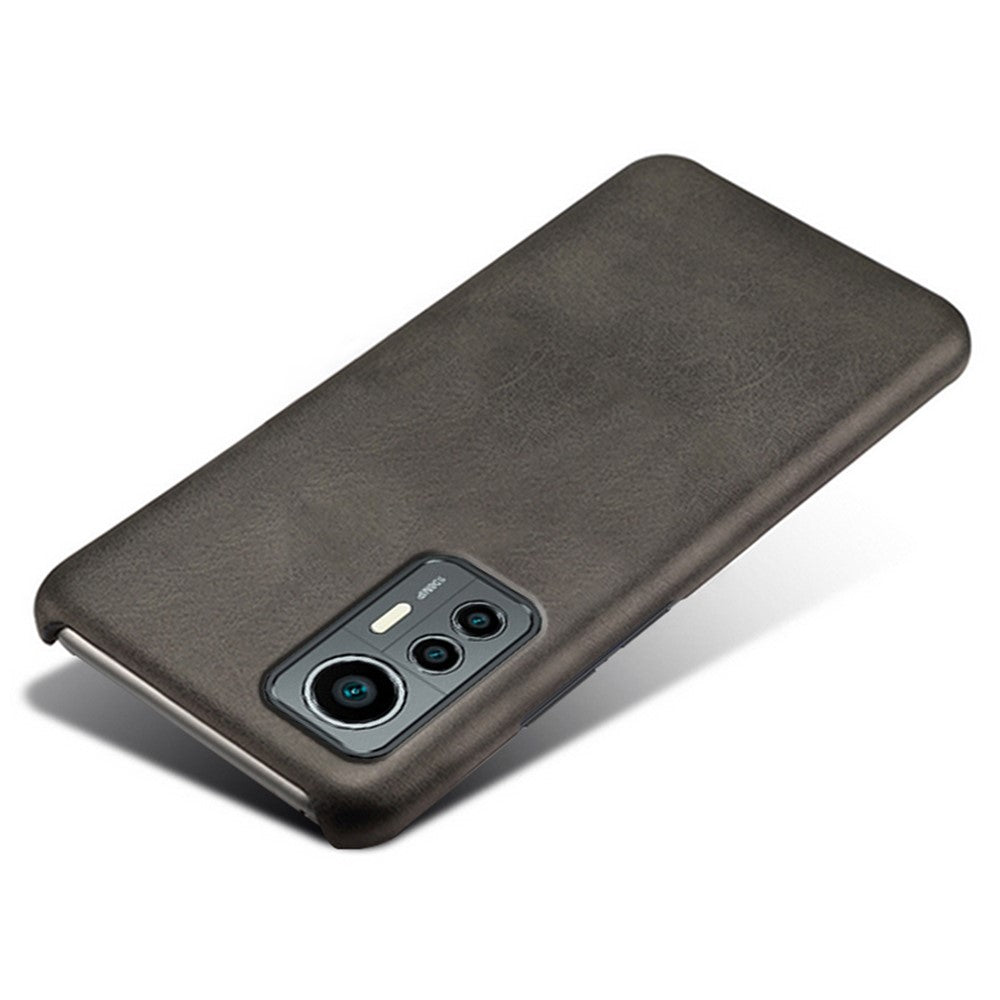 For Xiaomi 12 Lite 5G Wear-resistant Calf Textured PU Leather Coating Hard PC Anti-drop Mobile Phone Case Cover