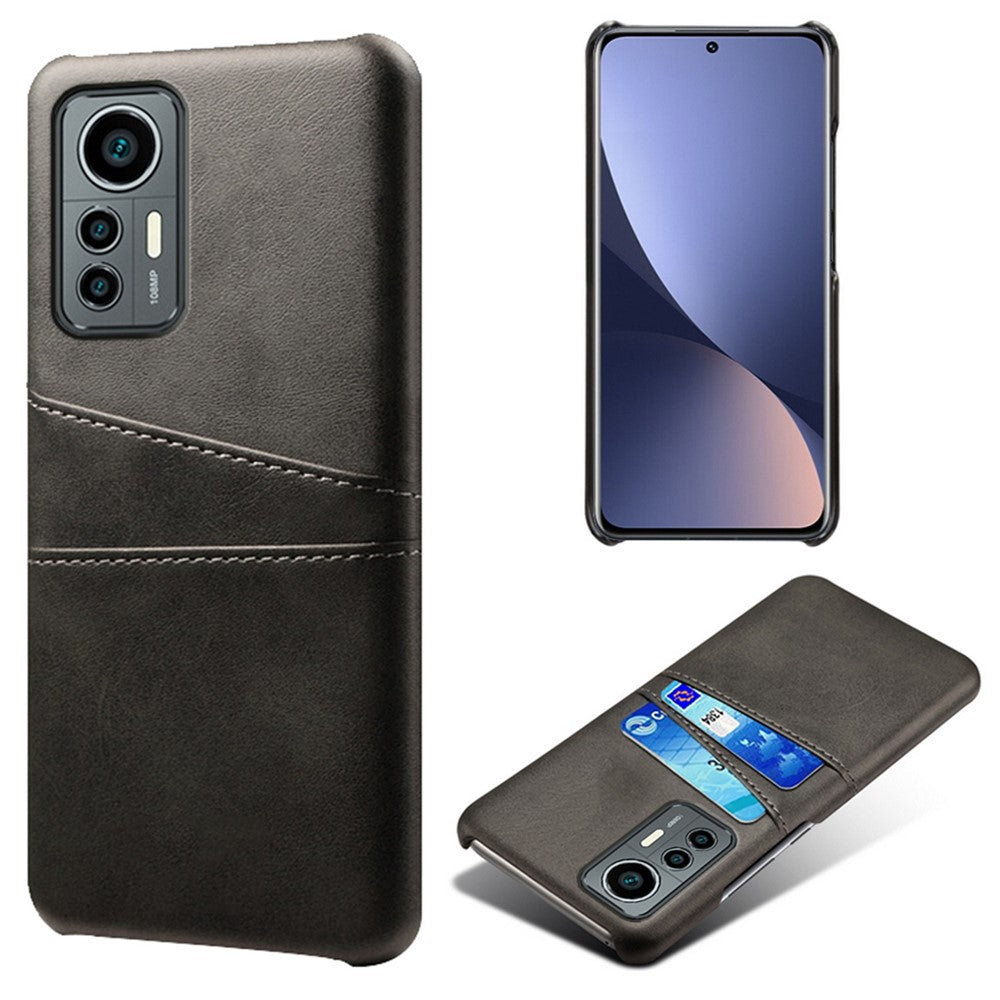 For Xiaomi 12 Lite 5G Anti-shock Mobile Phone Case with Dual Card Slots PU Leather Coated Hard PC Anti-scratch Shell