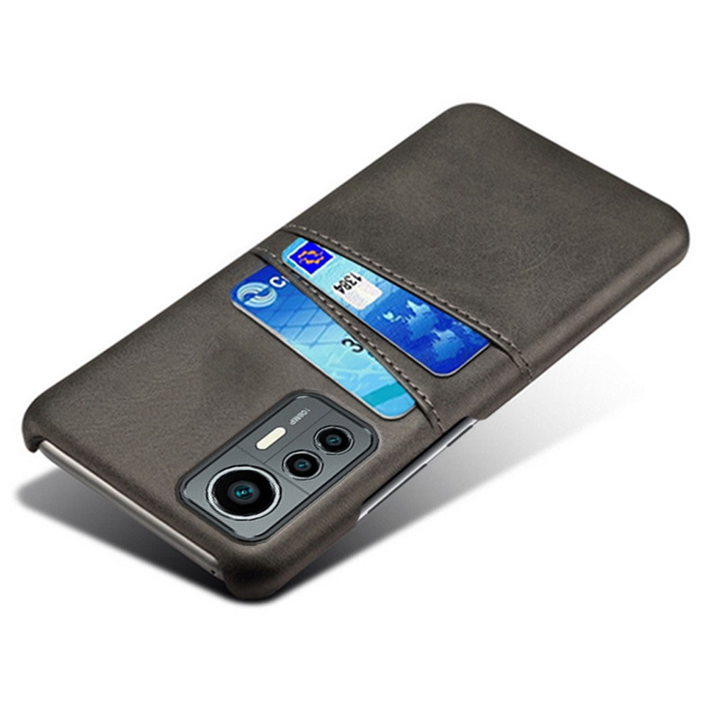 For Xiaomi 12 Lite 5G Anti-shock Mobile Phone Case with Dual Card Slots PU Leather Coated Hard PC Anti-scratch Shell