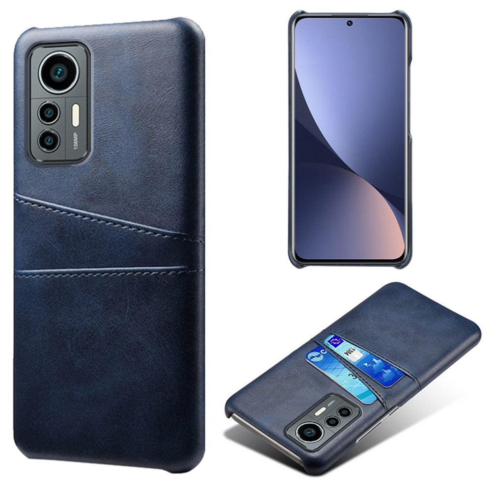 For Xiaomi 12 Lite 5G Anti-shock Mobile Phone Case with Dual Card Slots PU Leather Coated Hard PC Anti-scratch Shell