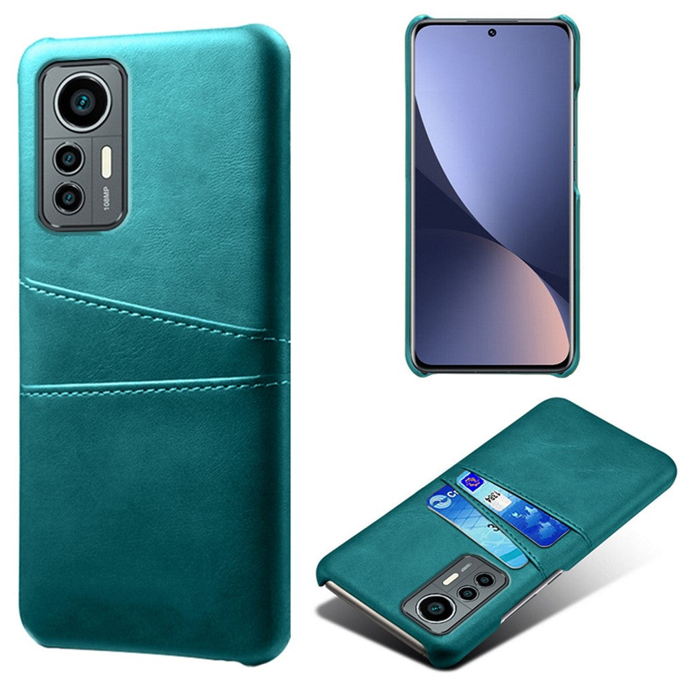 For Xiaomi 12 Lite 5G Anti-shock Mobile Phone Case with Dual Card Slots PU Leather Coated Hard PC Anti-scratch Shell