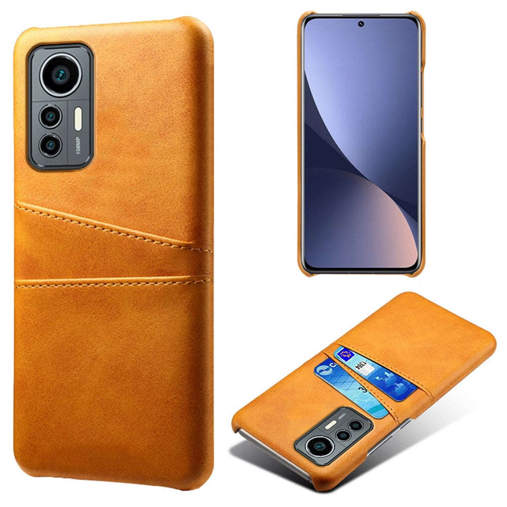 For Xiaomi 12 Lite 5G Anti-shock Mobile Phone Case with Dual Card Slots PU Leather Coated Hard PC Anti-scratch Shell