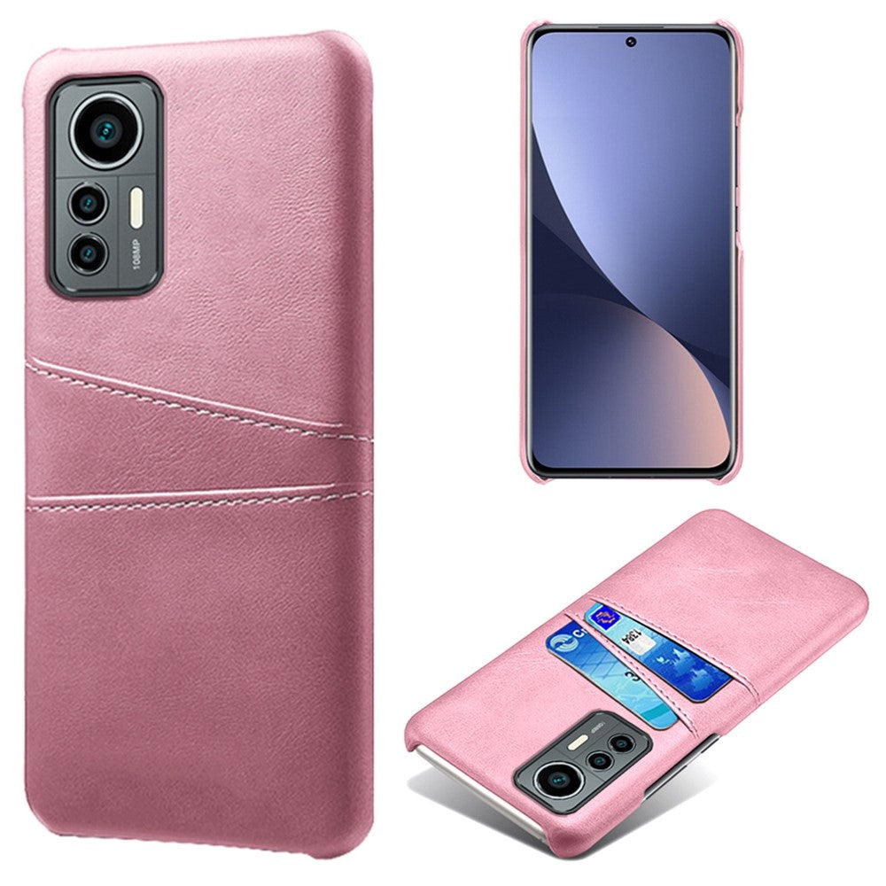 For Xiaomi 12 Lite 5G Anti-shock Mobile Phone Case with Dual Card Slots PU Leather Coated Hard PC Anti-scratch Shell