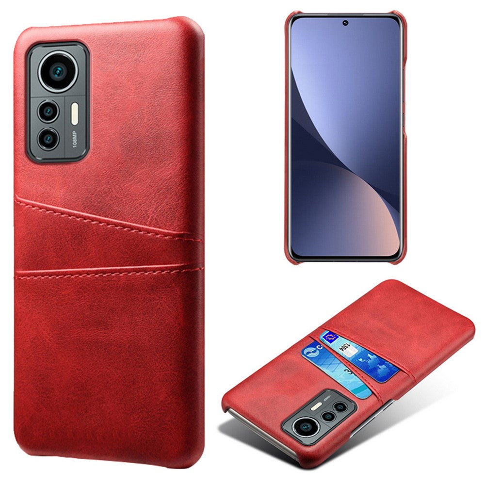 For Xiaomi 12 Lite 5G Anti-shock Mobile Phone Case with Dual Card Slots PU Leather Coated Hard PC Anti-scratch Shell