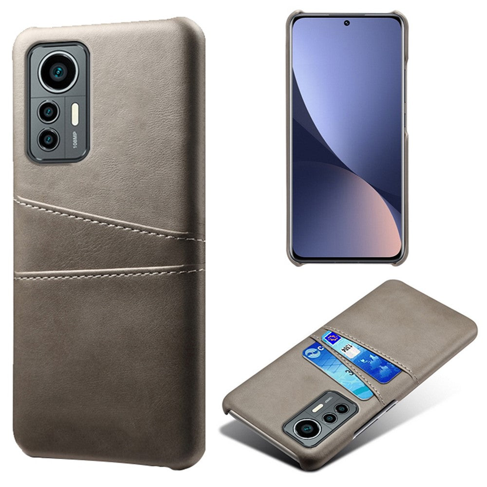 For Xiaomi 12 Lite 5G Anti-shock Mobile Phone Case with Dual Card Slots PU Leather Coated Hard PC Anti-scratch Shell