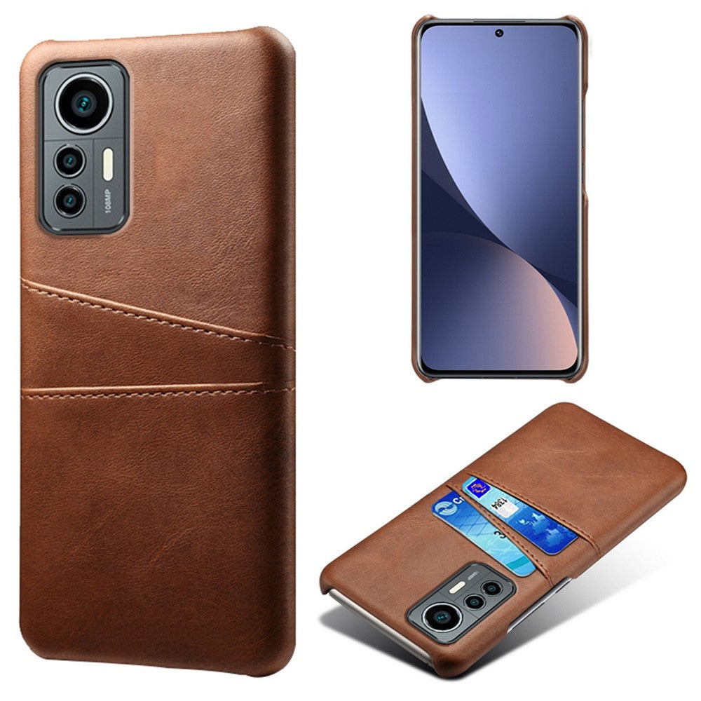 For Xiaomi 12 Lite 5G Anti-shock Mobile Phone Case with Dual Card Slots PU Leather Coated Hard PC Anti-scratch Shell