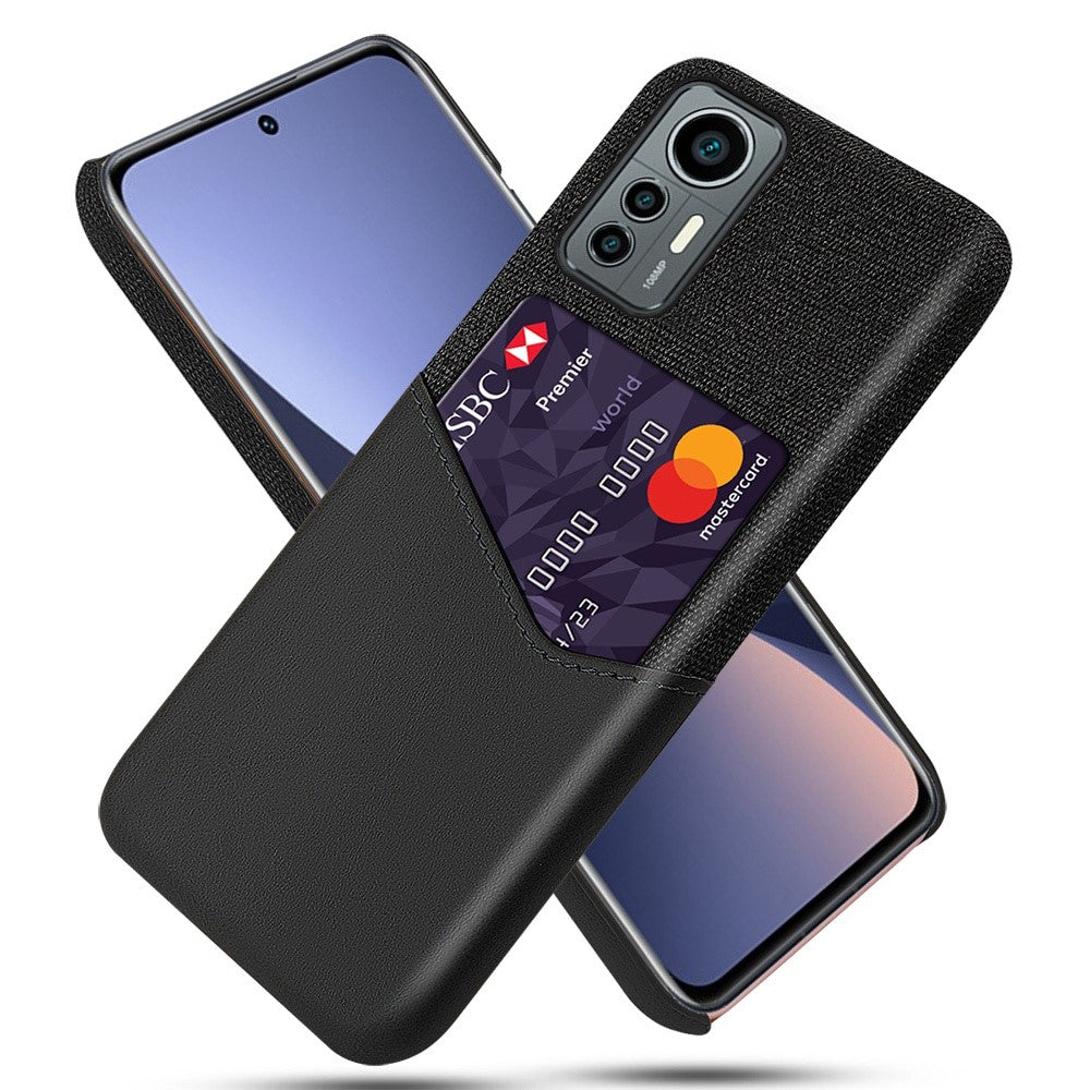 For Xiaomi 12 Lite 5G Anti-wear Phone Case Cloth Texture Card Holder Feature PU Leather Coated PC Drop-resistant Shell