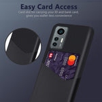 For Xiaomi 12 Lite 5G Anti-wear Phone Case Cloth Texture Card Holder Feature PU Leather Coated PC Drop-resistant Shell