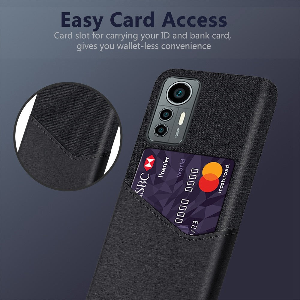 For Xiaomi 12 Lite 5G Anti-wear Phone Case Cloth Texture Card Holder Feature PU Leather Coated PC Drop-resistant Shell