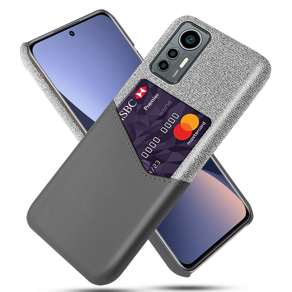 For Xiaomi 12 Lite 5G Anti-wear Phone Case Cloth Texture Card Holder Feature PU Leather Coated PC Drop-resistant Shell