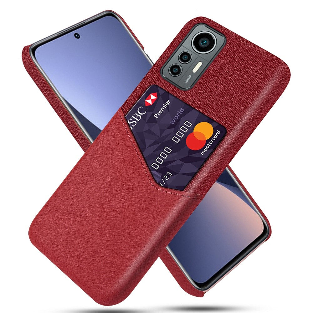For Xiaomi 12 Lite 5G Anti-wear Phone Case Cloth Texture Card Holder Feature PU Leather Coated PC Drop-resistant Shell