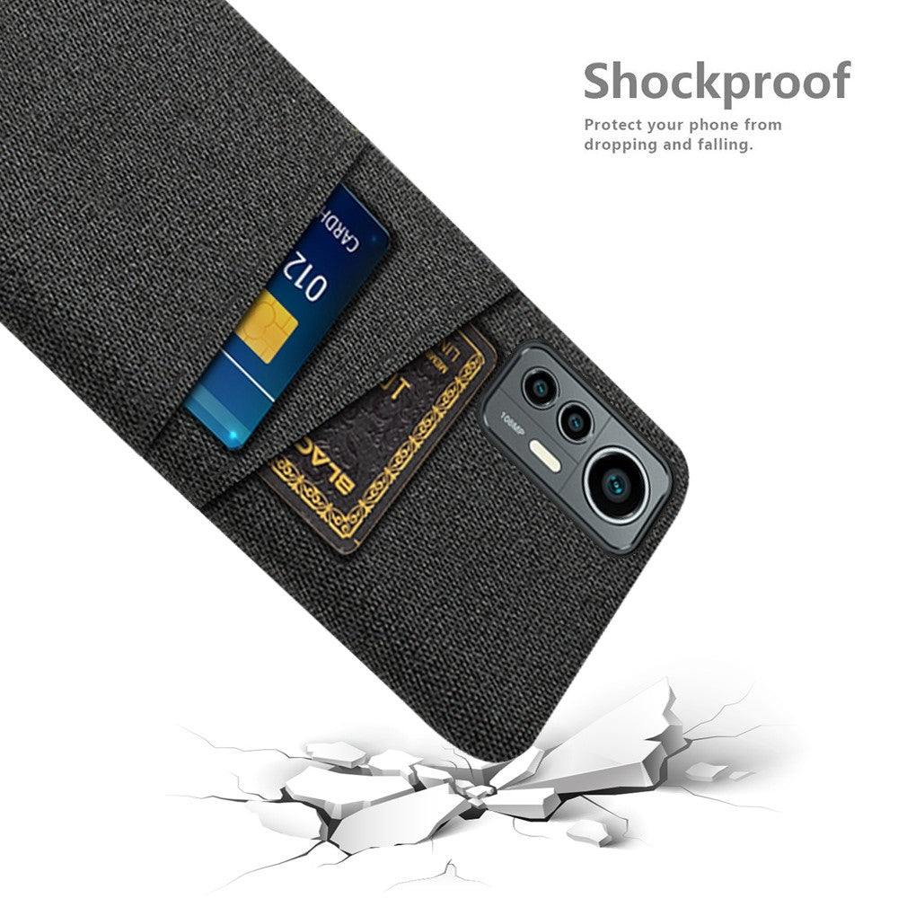 For Xiaomi 12 Lite 5G Ultra Slim Cloth Texture Anti-scratch Phone Case with Dual Card Slots Wear-resistant Phone Shell