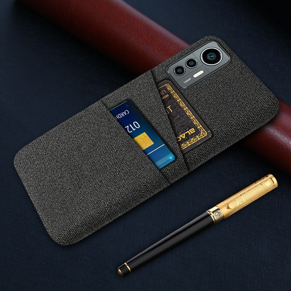 For Xiaomi 12 Lite 5G Ultra Slim Cloth Texture Anti-scratch Phone Case with Dual Card Slots Wear-resistant Phone Shell