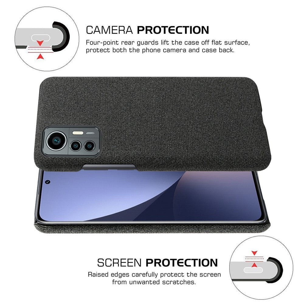 For Xiaomi 12 Lite 5G Non-slip Phone Case Solid Color Wear-resistant Cloth Fabric Drop-proof Phone Cover