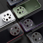 For Xiaomi 13 Ultra Anti-Scratch Phone Case PU Leather+Metal Frame Slim Shell with Camera Lens Cover