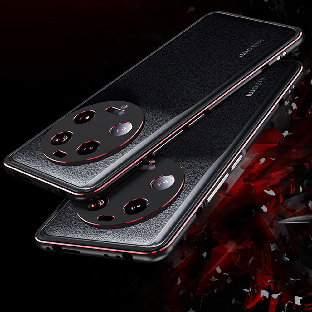 For Xiaomi 13 Ultra Anti-Scratch Phone Case PU Leather+Metal Frame Slim Shell with Camera Lens Cover