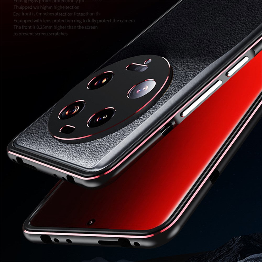 For Xiaomi 13 Ultra Anti-Scratch Phone Case PU Leather+Metal Frame Slim Shell with Camera Lens Cover