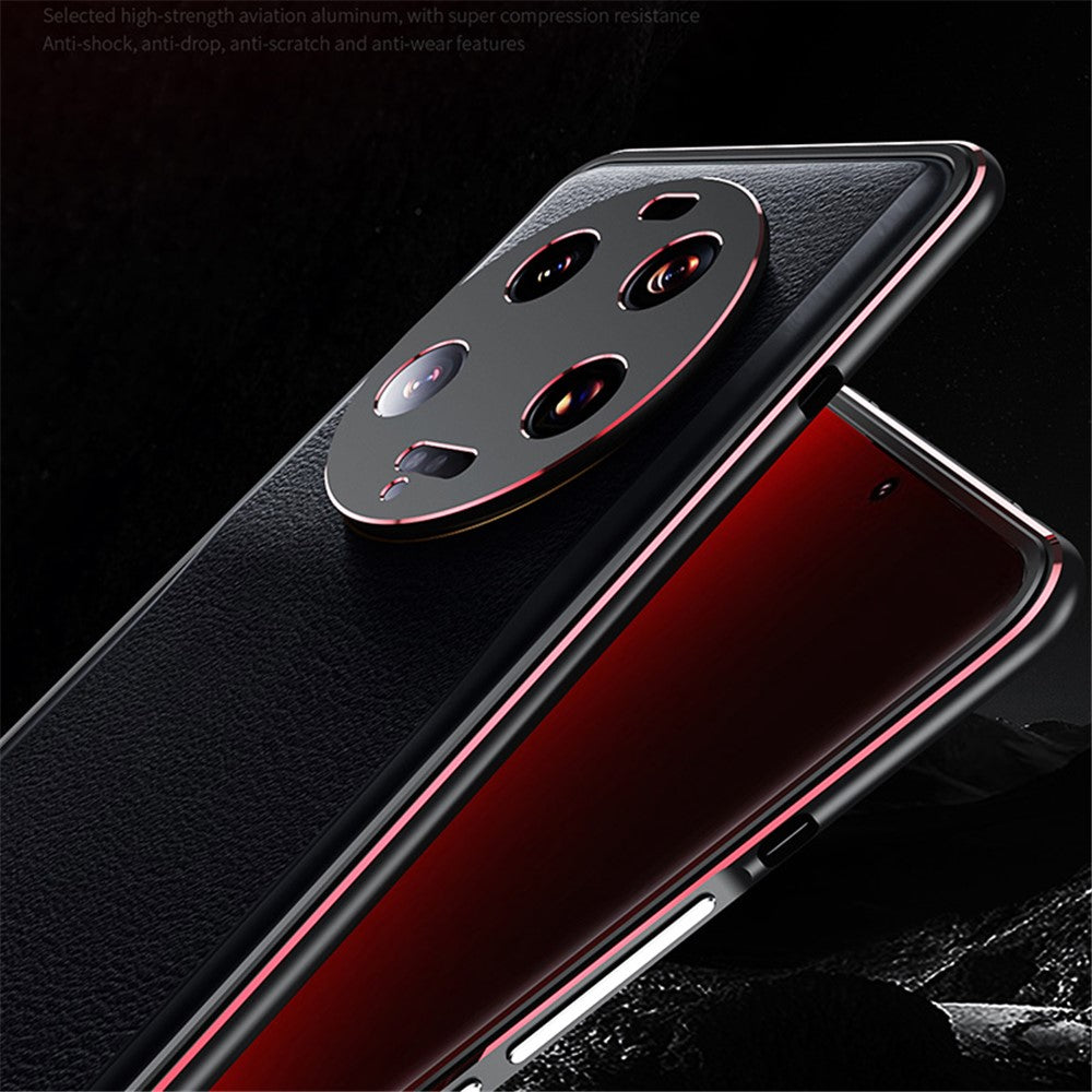 For Xiaomi 13 Ultra Anti-Scratch Phone Case PU Leather+Metal Frame Slim Shell with Camera Lens Cover