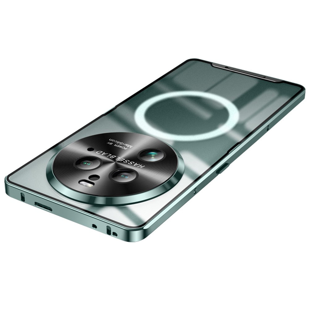 For Oppo Find X6 Pro Magnetic Phone Case Electroplating Metal Frame Matte Back Cover with Lens Protector