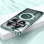For Oppo Find X6 Pro Magnetic Phone Case Electroplating Metal Frame Matte Back Cover with Lens Protector