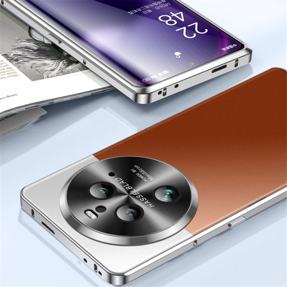 For Oppo Find X6 Pro Magnetic Phone Case Electroplating Metal Frame Matte Back Cover with Lens Protector