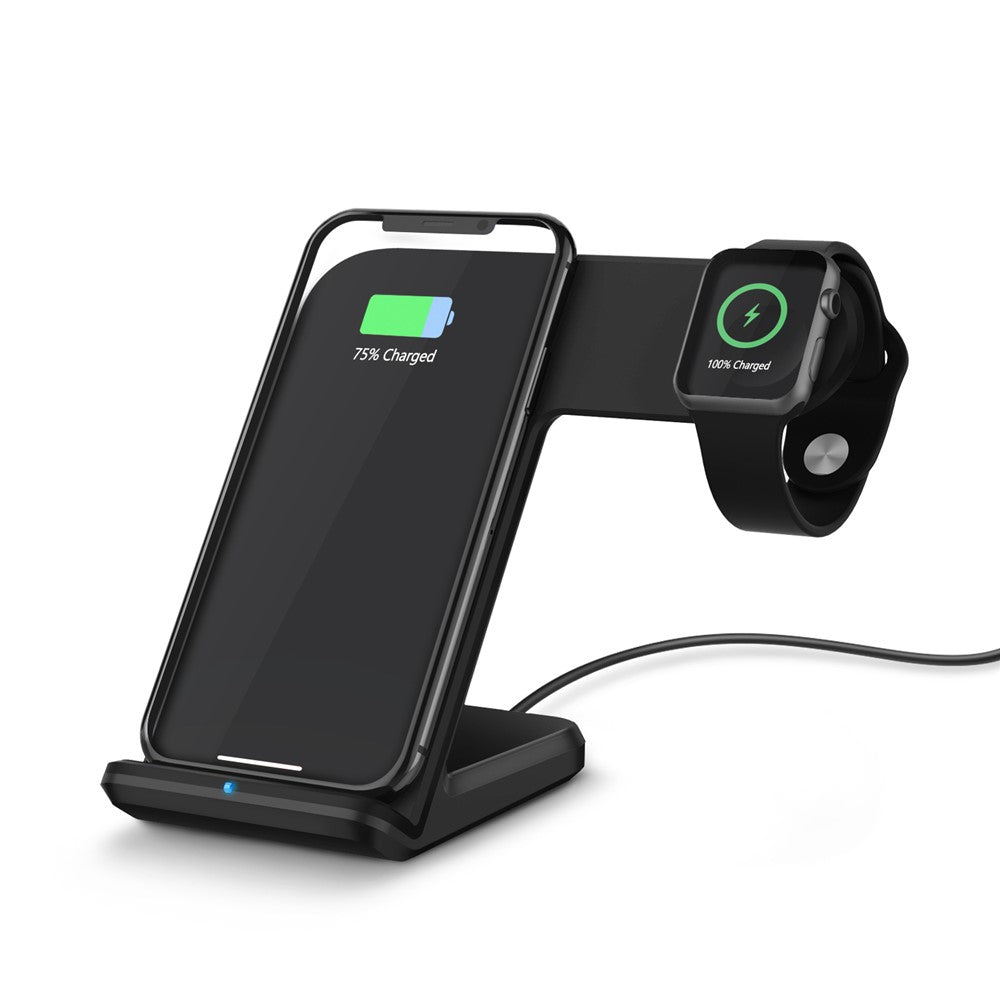 F11 2 in 1 Wireless Charging Stand Qi Fast Charger for iPhone Samsung Phone Apple Watch