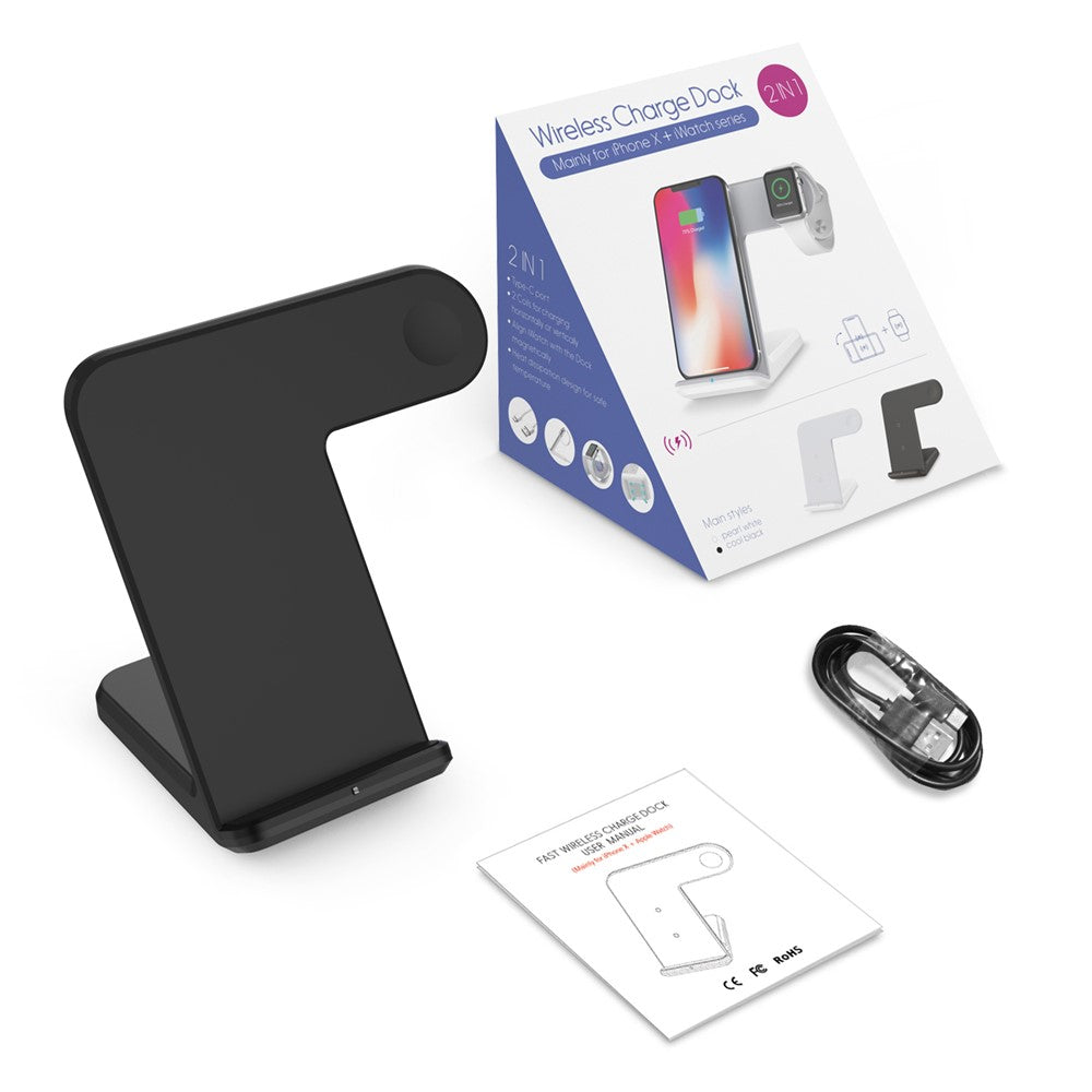 F11 2 in 1 Wireless Charging Stand Qi Fast Charger for iPhone Samsung Phone Apple Watch