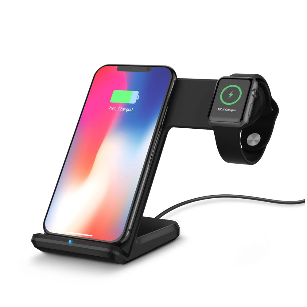 F11 2 in 1 Wireless Charging Stand Qi Fast Charger for iPhone Samsung Phone Apple Watch