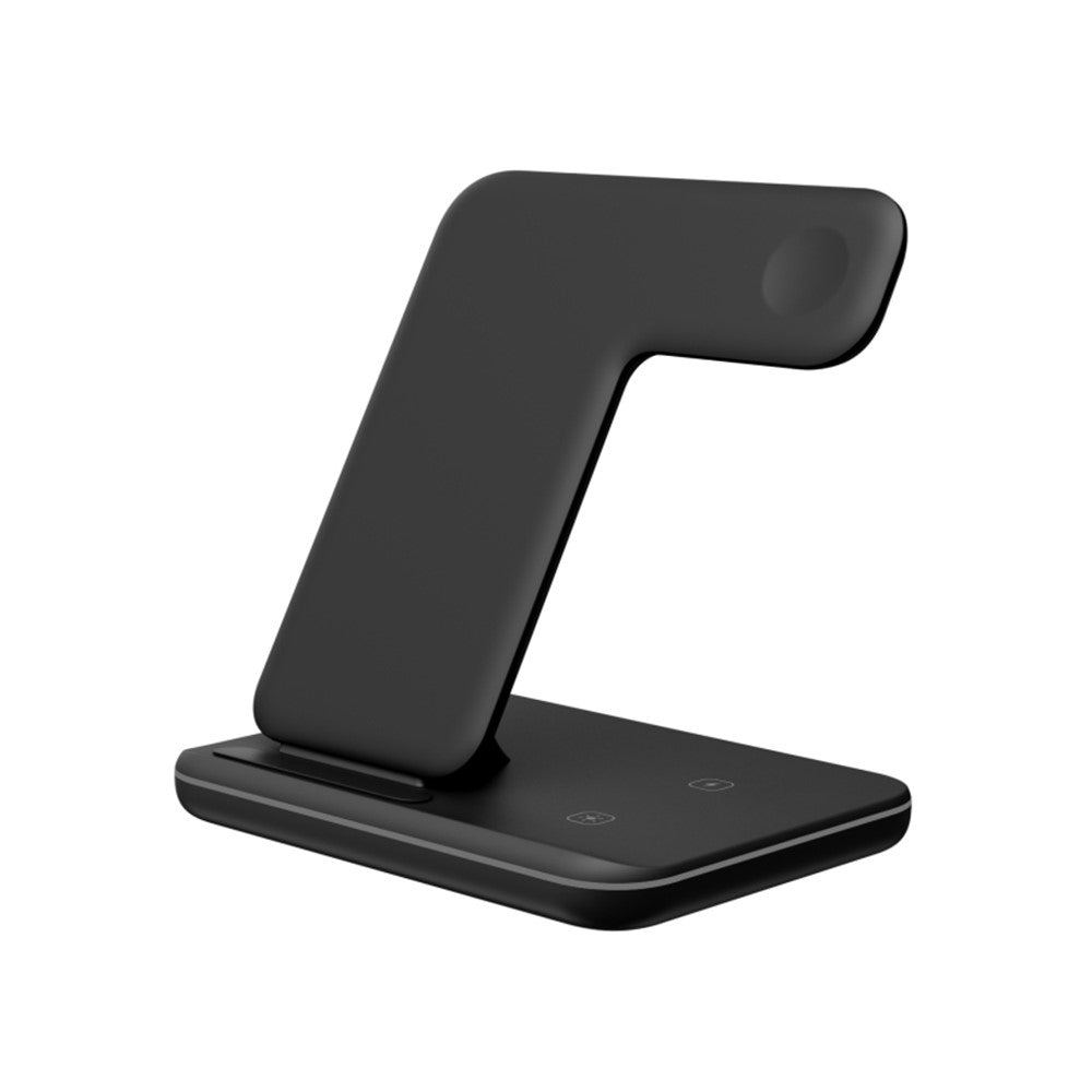3-i-1 Skrivebord Vertikal 15W Trådløs Opladerstander til iPhone/Apple Watch/Airpods
